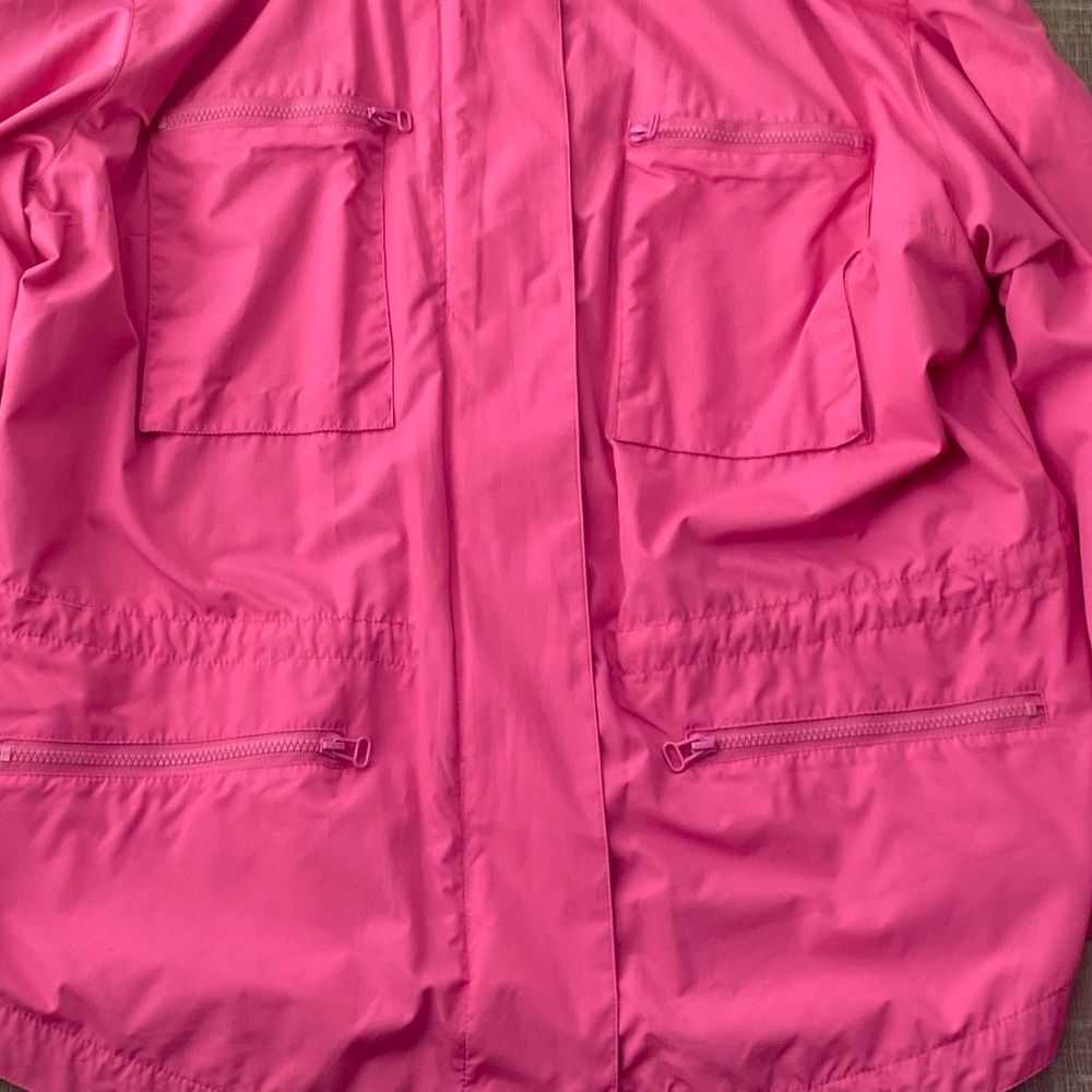 Bebe Sport Relaxed-Fit Hooded Jacket Pink Womens L Large Lightweight Windbreaker - Picture 6 of 13